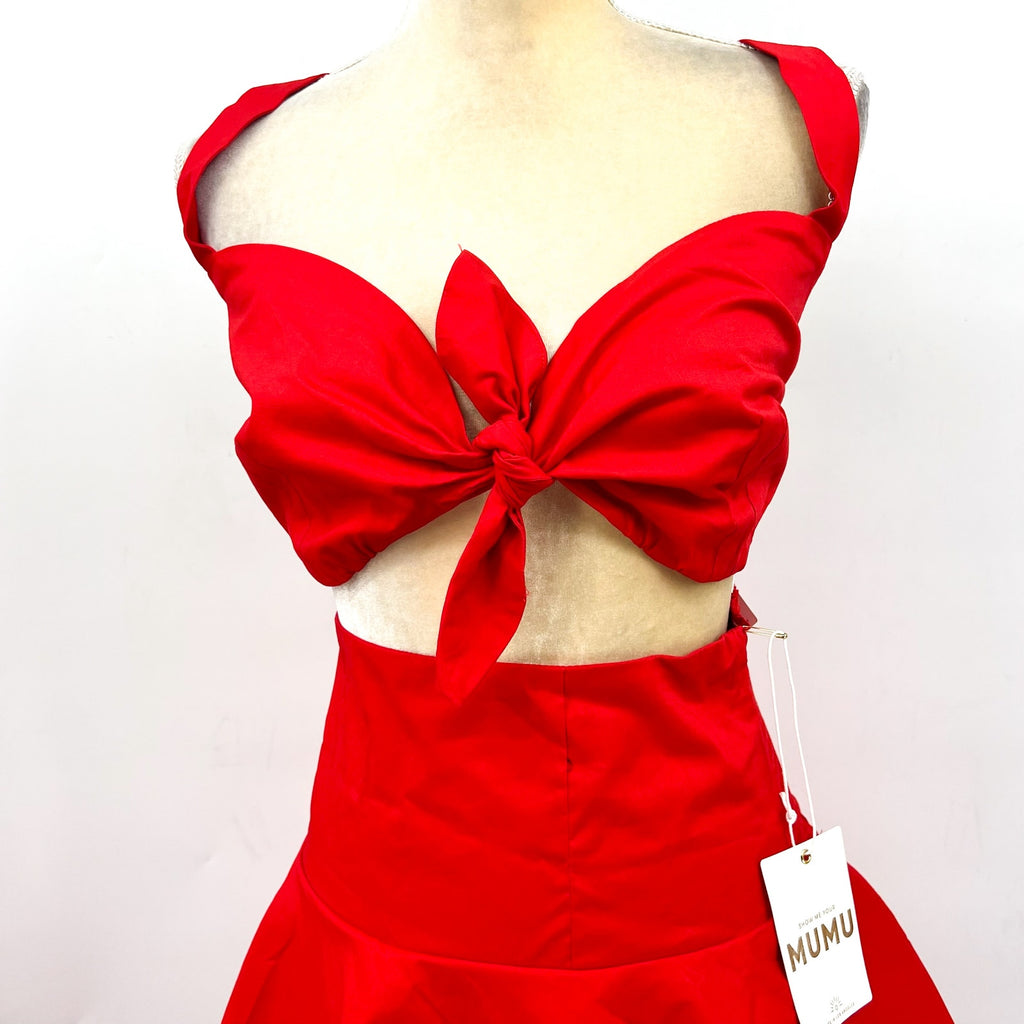 SHOW ME YOUR MUMU Kaden Crop Top & Katrina Swing Skirt Set Large Red NWT