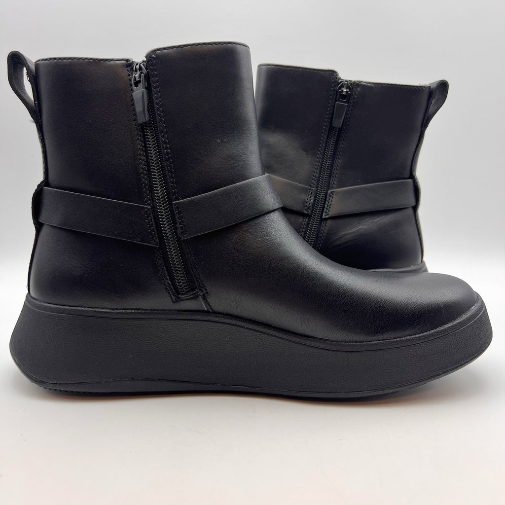 FitFlop Womens F-Mode Folded-Knot Flatform Boots Size 9 Black Leather NWOB