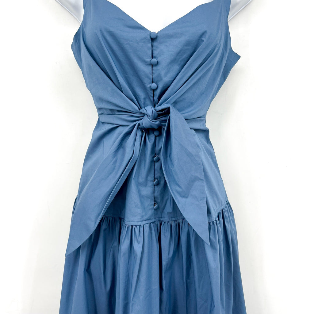 LAUREN RALPH LAUREN Tie-Front Tiered Midi Dress Size 0 Blue Sundress Tank NWT
