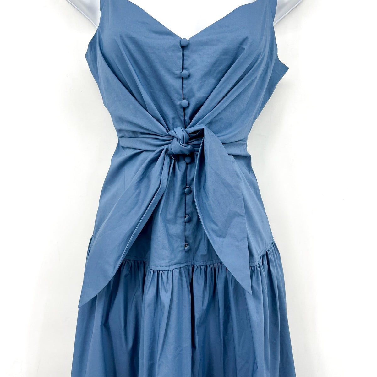 LAUREN RALPH LAUREN Tie-Front Tiered Midi Dress Size 0 Blue Sundress Tank NWT