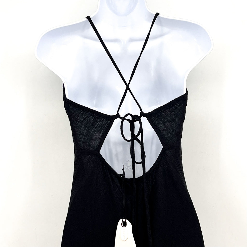 PRANA Women's Hideaways Maxi Dress XS Black Cross Back Strap Cotton Gauze NWT