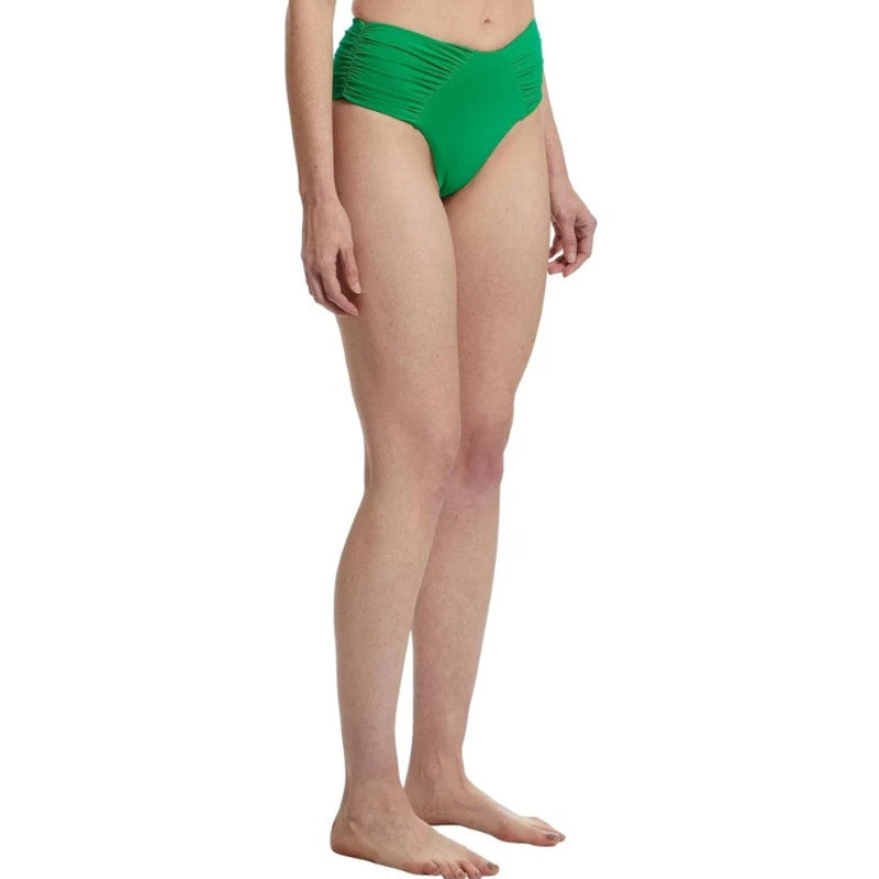 BECCA Women's Color Code French Cut Bikini Bottom XS Emerald Green Shirred NWOT