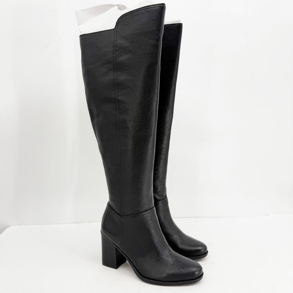 Naturalizer Womens Kyrie Knee High Boots Size 7 M Wide Calf Black Leather NIB