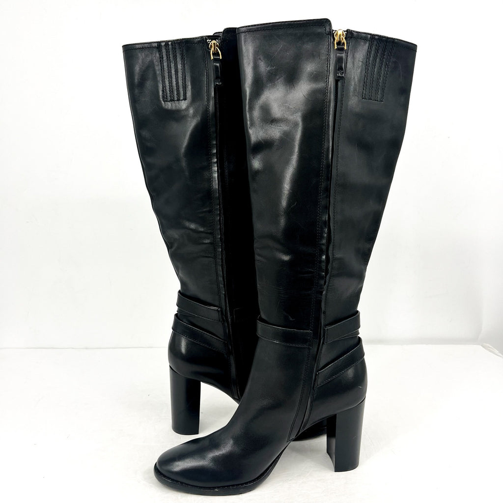Lauren Ralph Lauren Womens Manchester Knee High Boots US 10 Black Leather NWOB