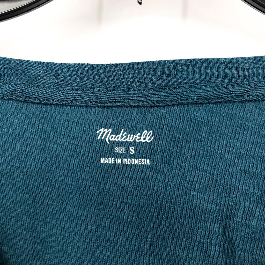 MADEWELL Women's Whisper Cotton V Neck Tank Top Small Mineral Blue NWT MD045