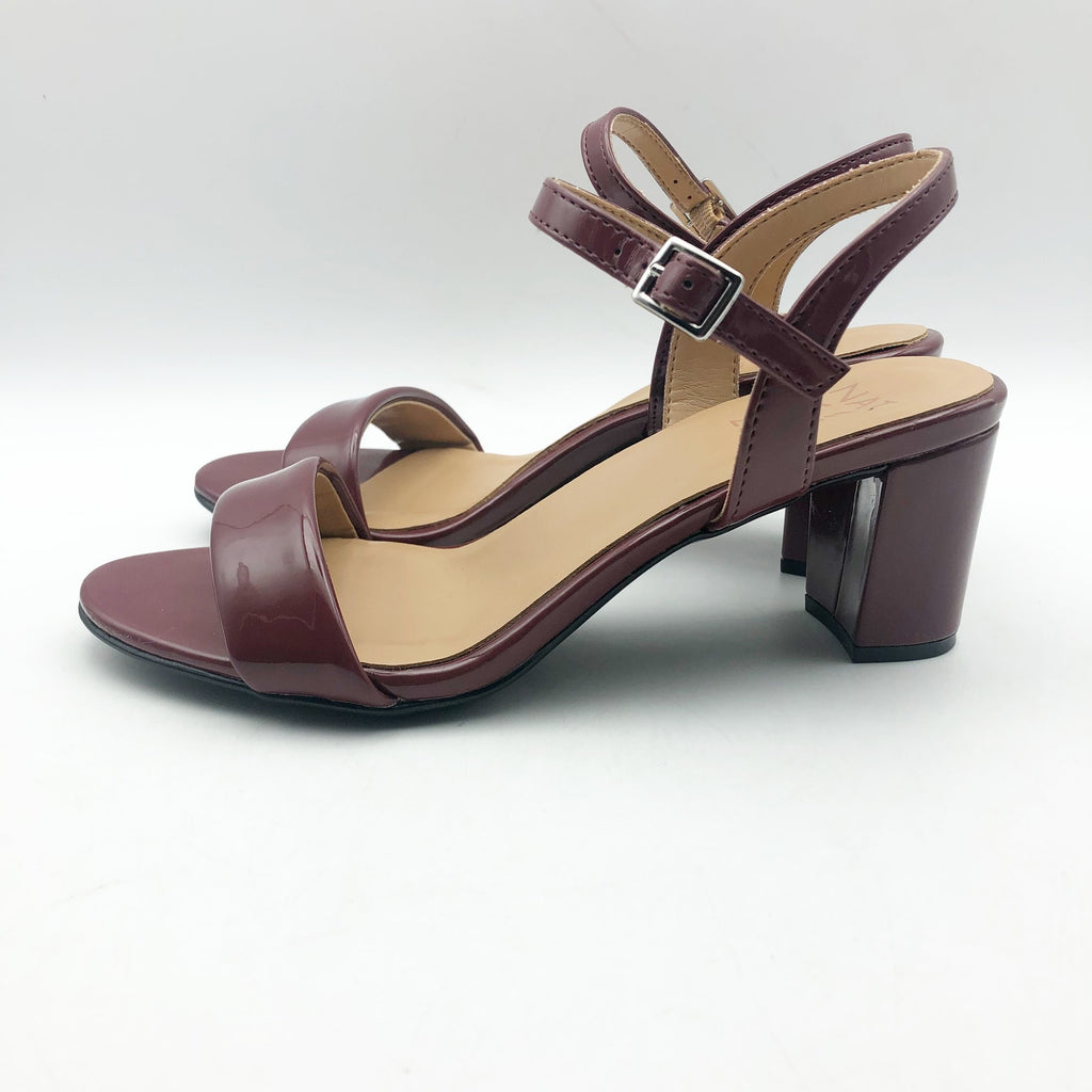 Naturalizer Womens Bristol Heel Sandals Size 6M Red Cranberry Vegan Leather NIB