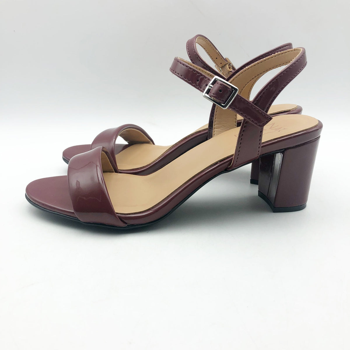 Naturalizer Womens Bristol Heel Sandals Size 6M Red Cranberry Vegan Leather NIB