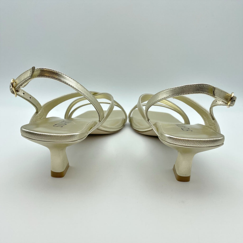 Stuart Weitzman Womens Oasis 50 Heeled Sandals US 5.5 B Gold Leather NIB
