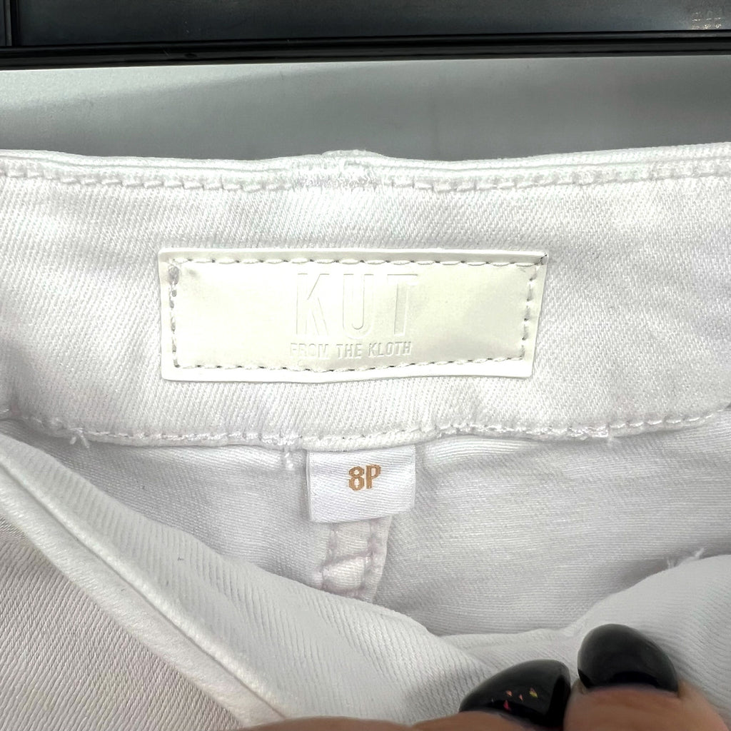 KUT FROM THE KLOTH Meg Wide Leg Jeans 8 PETITE Optic White High-Rise Fab AB NWT