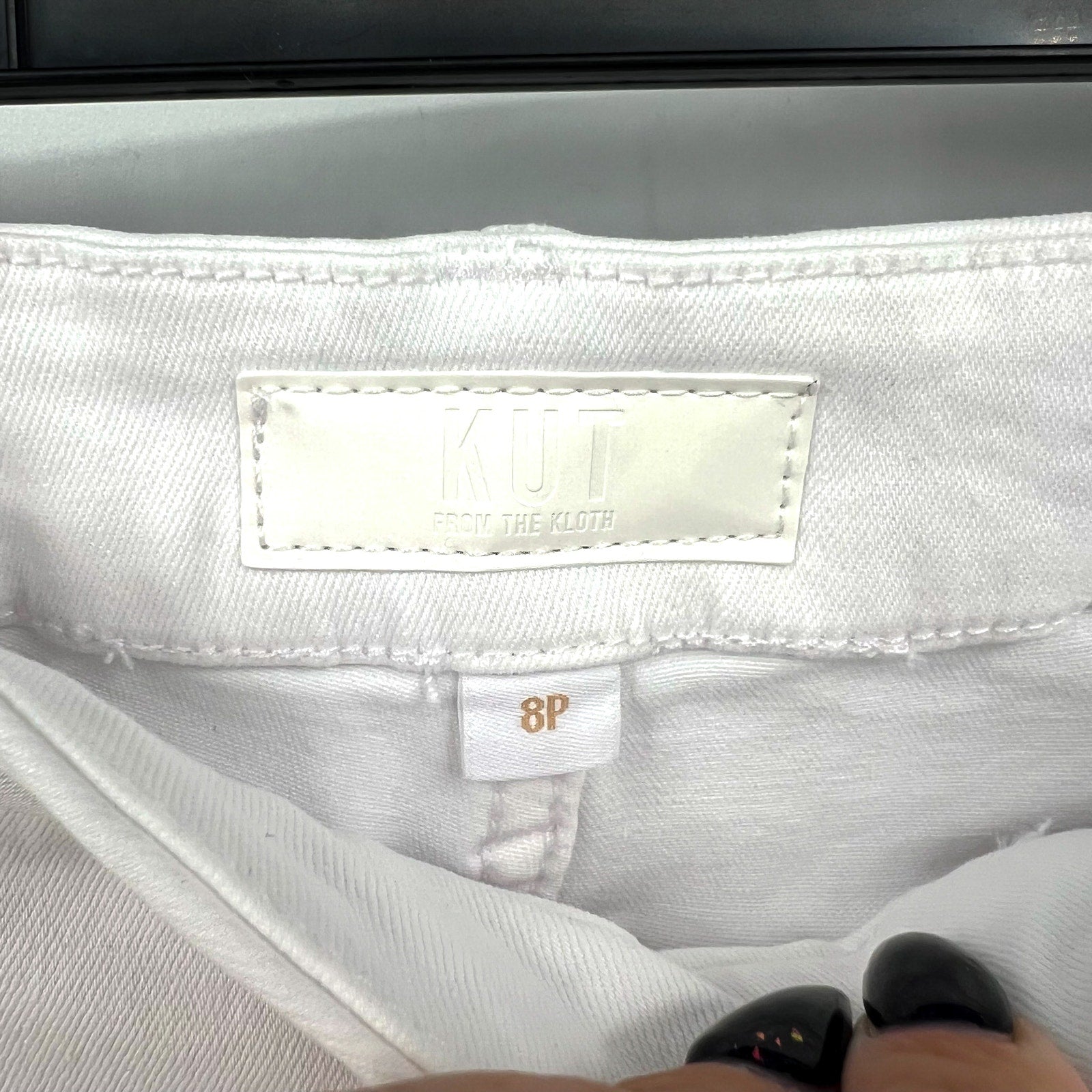 KUT FROM THE KLOTH Meg Wide Leg Jeans 8 PETITE Optic White High-Rise Fab AB NWT