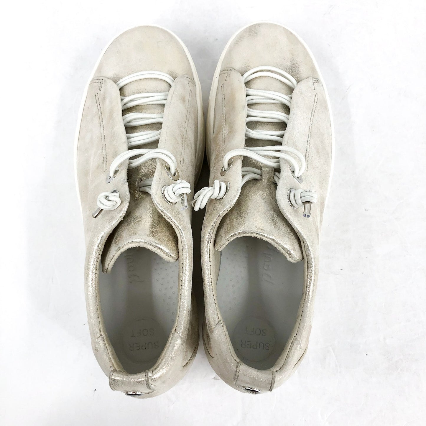 Paul Green Women Super Soft Faye Sneaker US 7.5 EU 37 Metallic Gold Leather NWOB