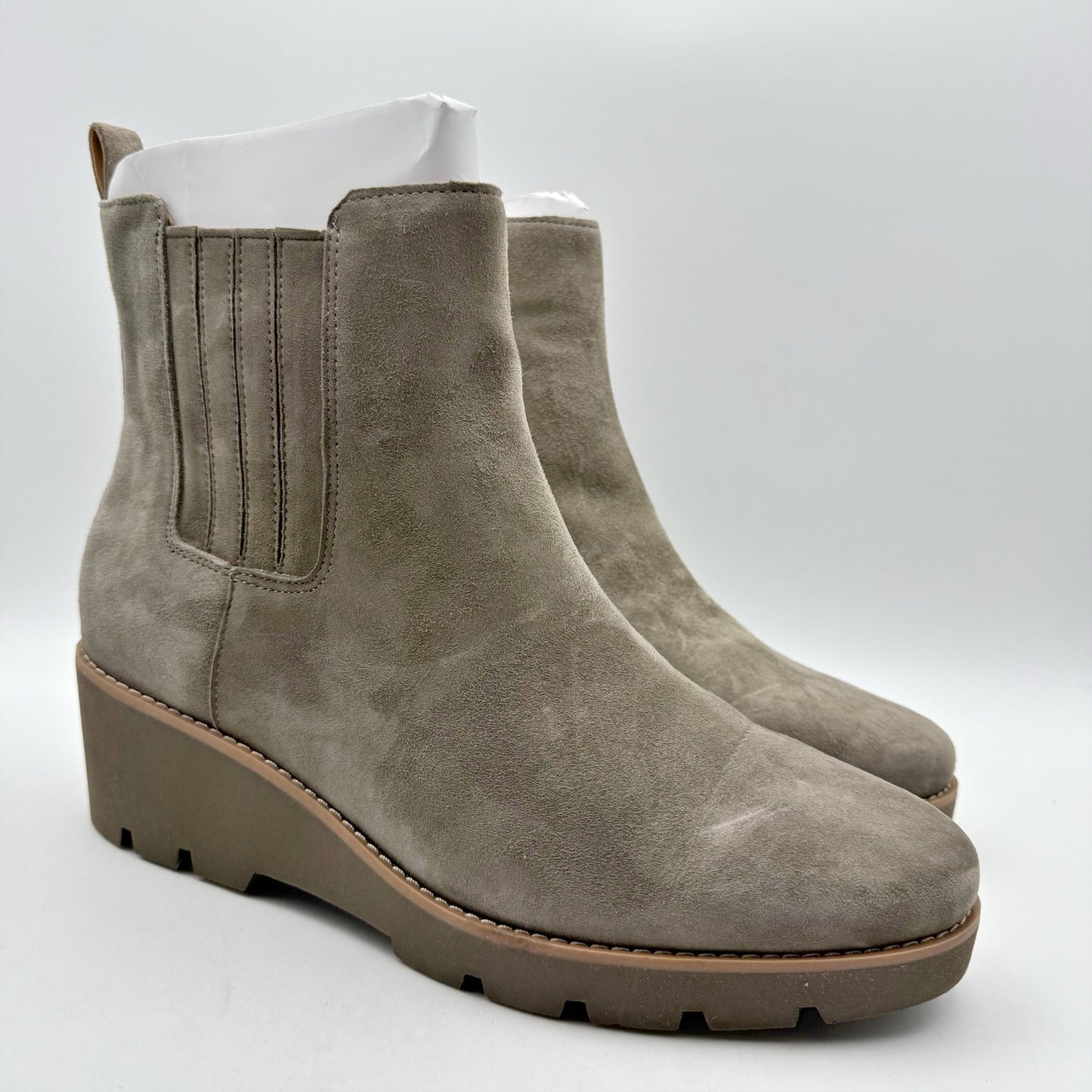 Vionic Womens Aria Ankle Booties US 12 Wide EU 43 Grey Suede NWOB