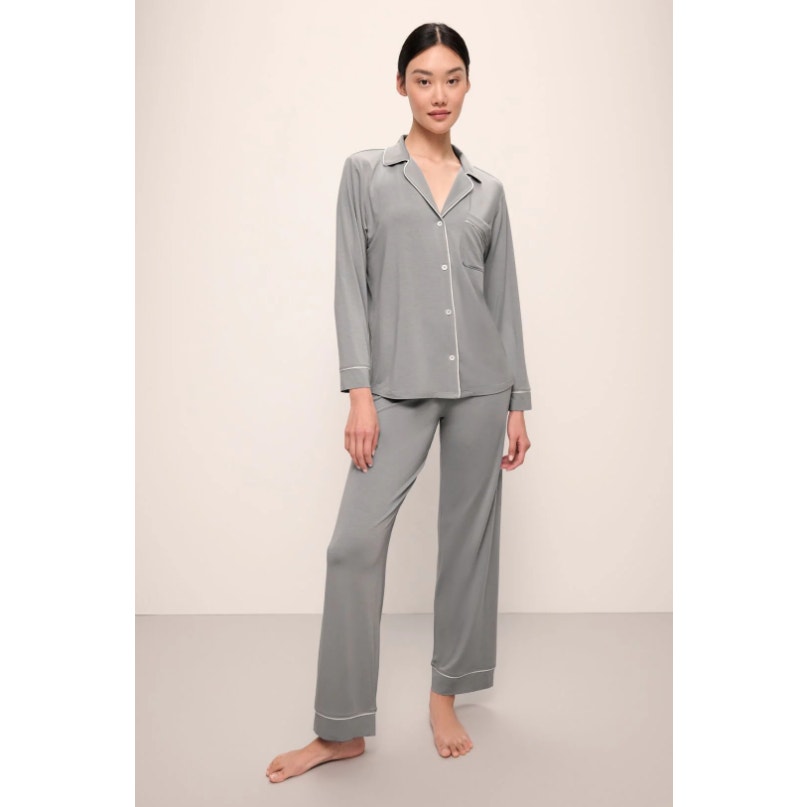 EBERJEY Women's Gisele Long Pajama Set Medium Gray Moonlight TENCEL Modal NWT