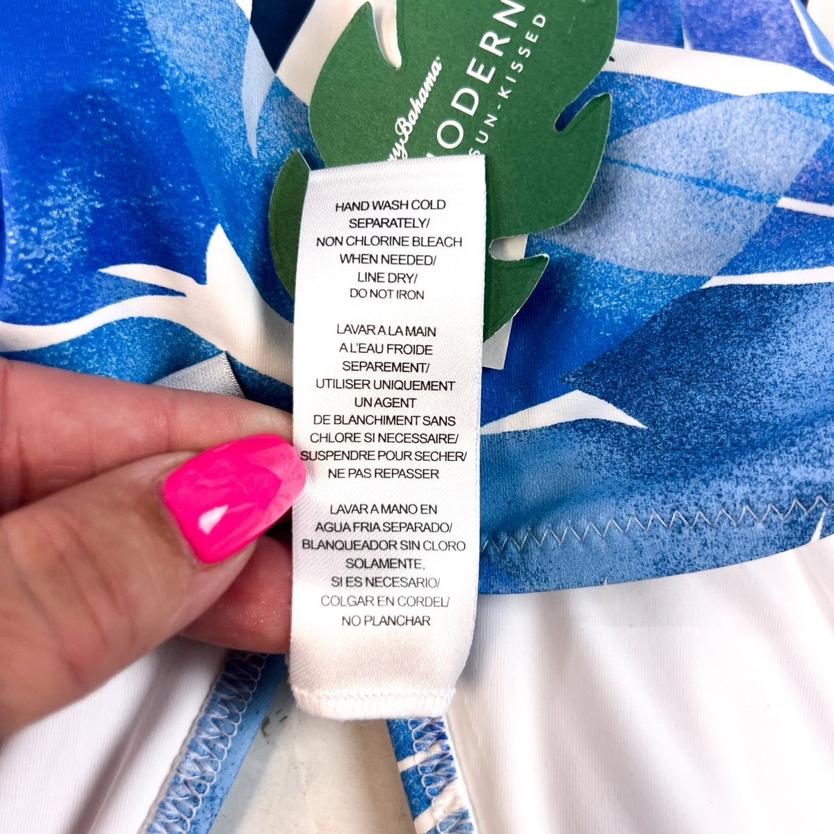 TOMMY BAHAMA Palma Fresca Tankini Top Small Blue White Palm Modern NWT