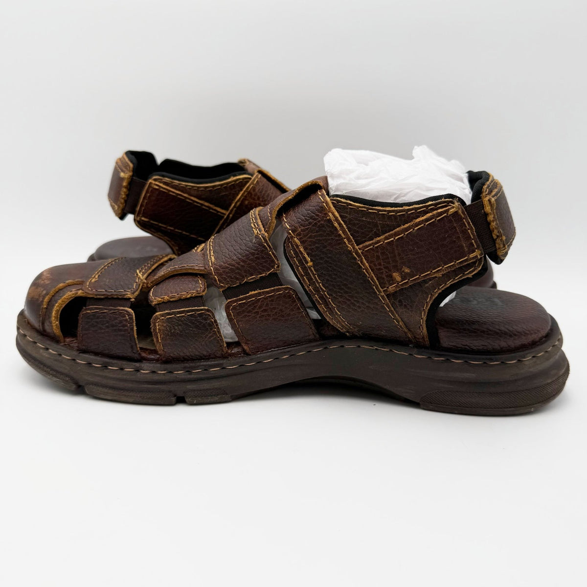 Born Mens Colby Fisherman Sandals Size 11 EU 44 Brown Tan Saddle Leather NIB