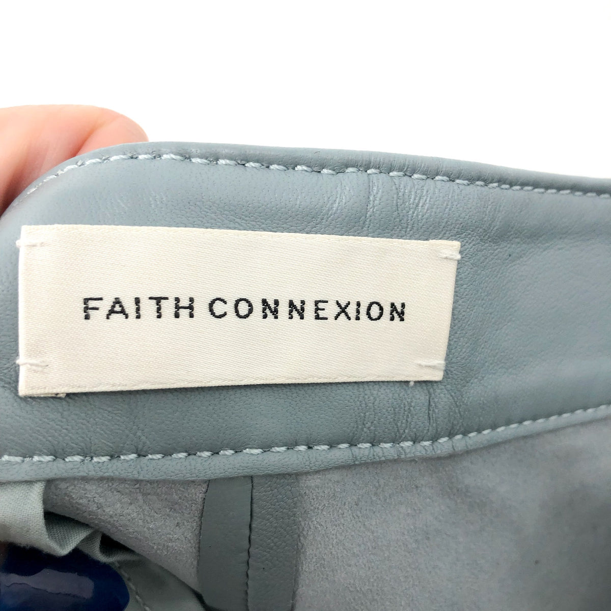 FAITH CONNEXION Women's Pleated Leather Pants FR 36 US 6 Light Green Blue NWOT