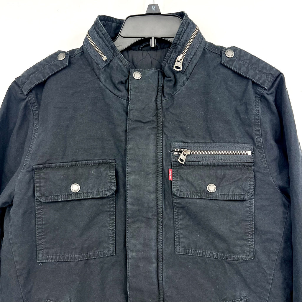 LEVI'S Men's Cotton Utility Jacket Small Dark Navy Blue Zip-Front Lined NWT
