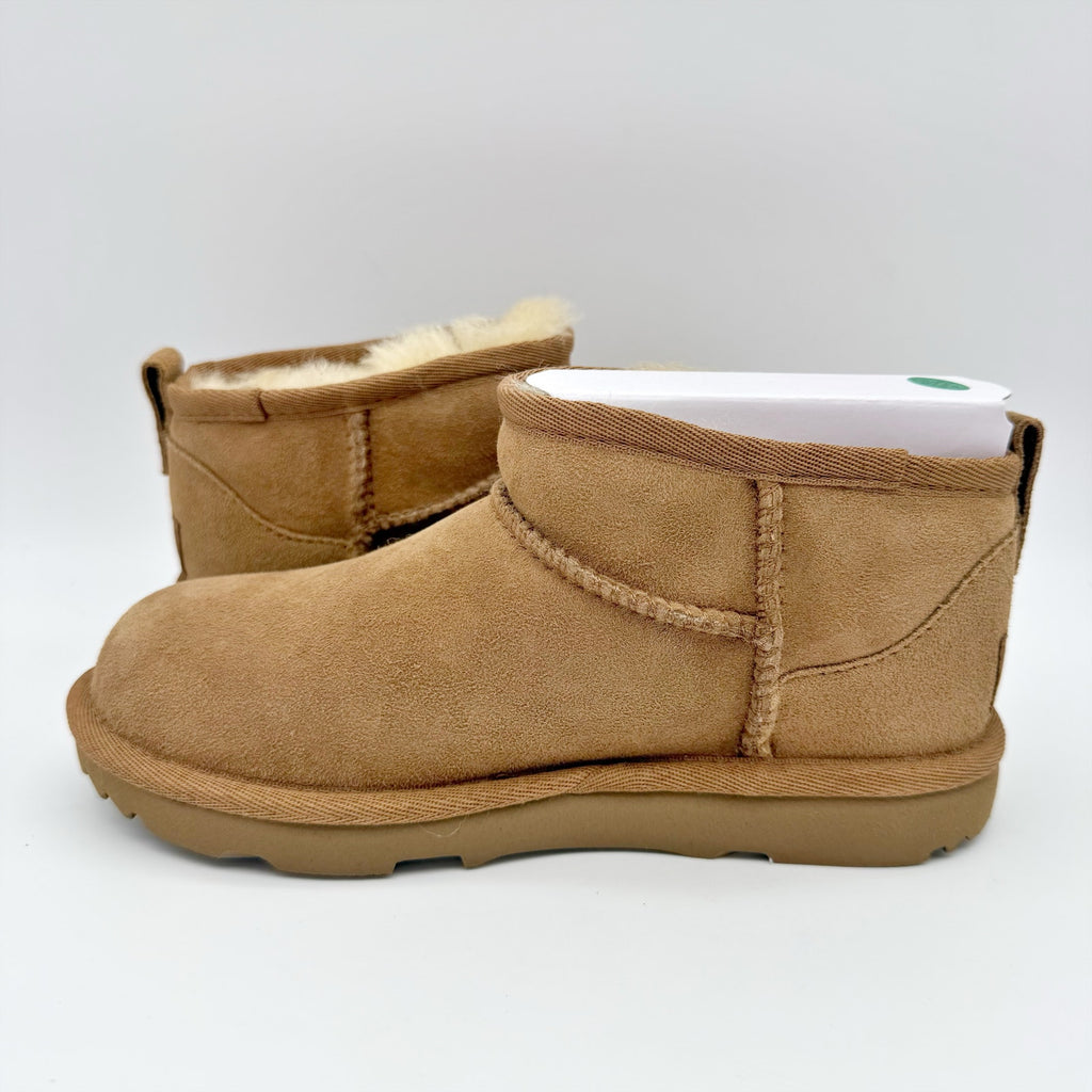 UGG Kids Classic Ultra Mini Boot US 1 EU 32.5 Chestnut Brown Sheepskin Suede NIB