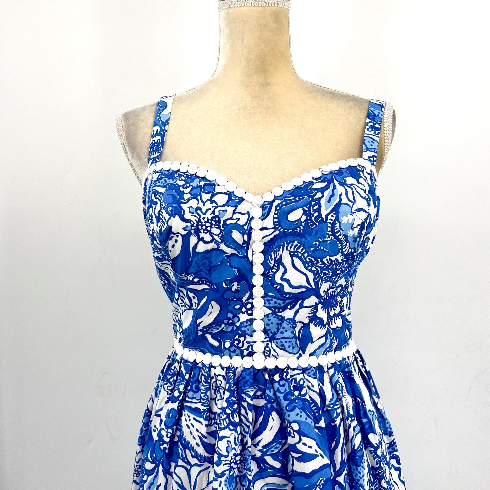 LILLY PULITZER Haylan Cotton Dress Size US 16 Blue Tang Flocking Fabulous NWOT