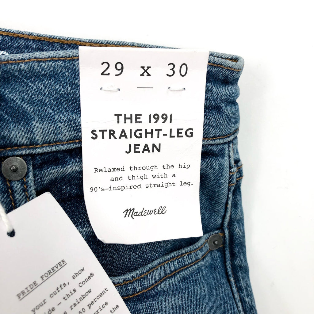 MADEWELL Men's 1991 Selvedge Jeans 29x30 Blue Norwood Straight Leg NK926 NWT