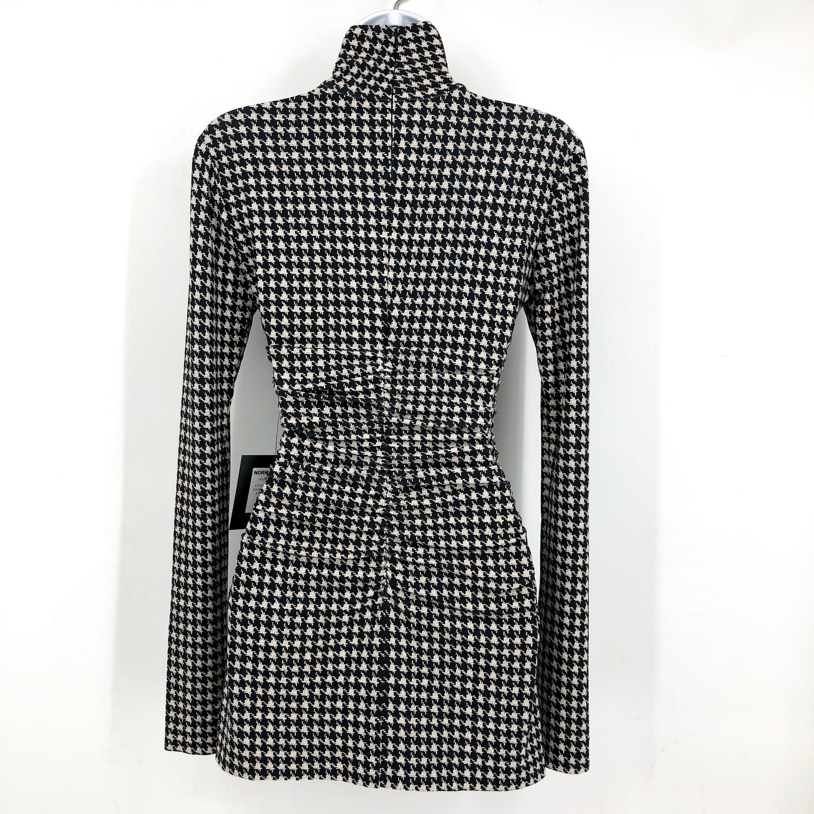 NORMA KAMALI Long Sleeve Turtleneck Pickleball Dress XS/34 Large Houndstooth NWT