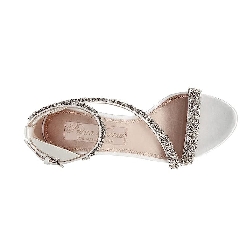 Pnina Tornai x Naturalizer Womens Ahava Heels Size 6.5 White Crystal Sandals NIB