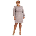 NIGHTWAY Women's Blouson Dress Size 18W Pink Rose Gold Long Sleeve NWT