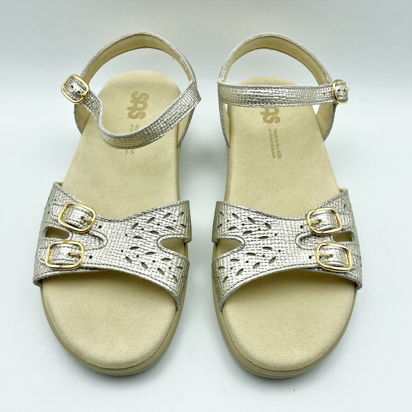 SAS Womens Duo Adjustable Comfort Sandal US 8.5 M EU 39 Gold Leather NWOB