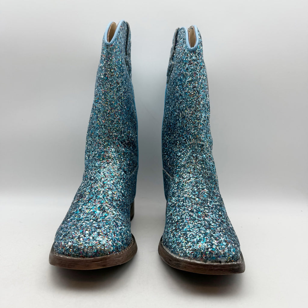 Roper Girls Glitter Galore Western Boots Size 3 EU 33.5 Blue NWOB