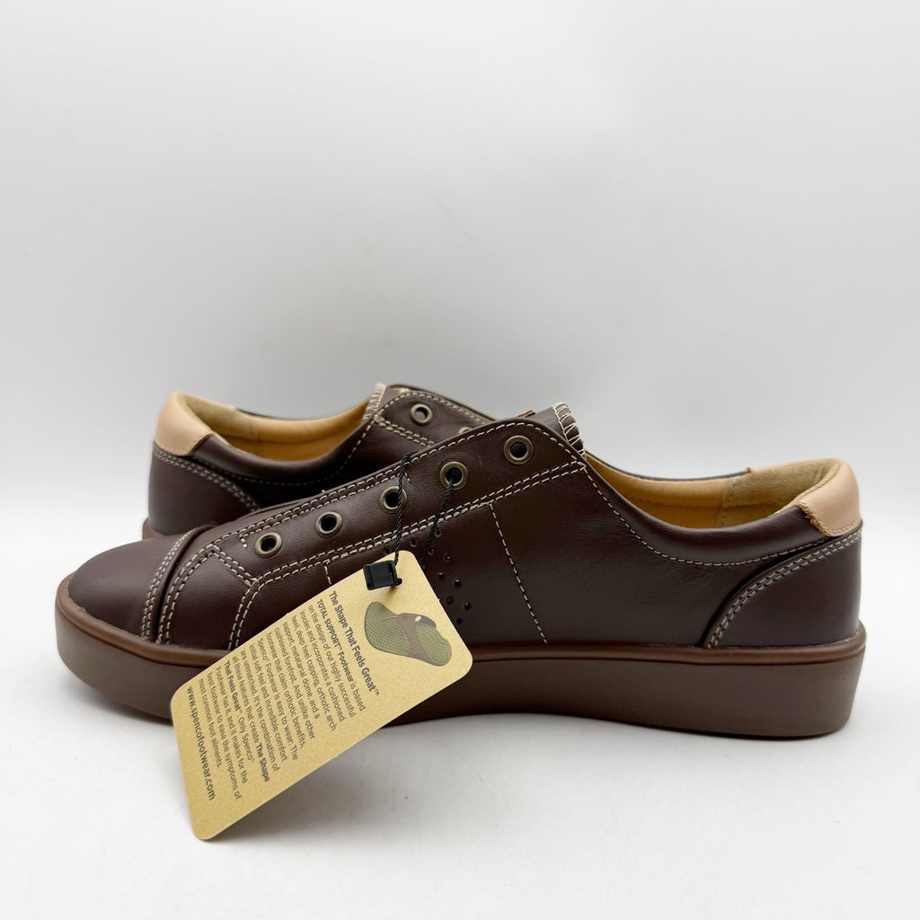Spenco Womens Malibu Lux Sneakers US 9.5 Brown Espresso Leather Slip On NIB