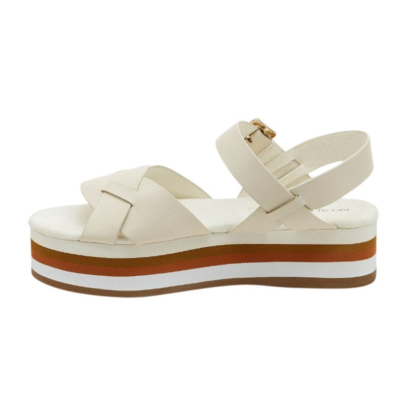 Kelsi Dagger Womens Brooklyn Breeze Platform Sandals Size 7.5 White Leather NIB