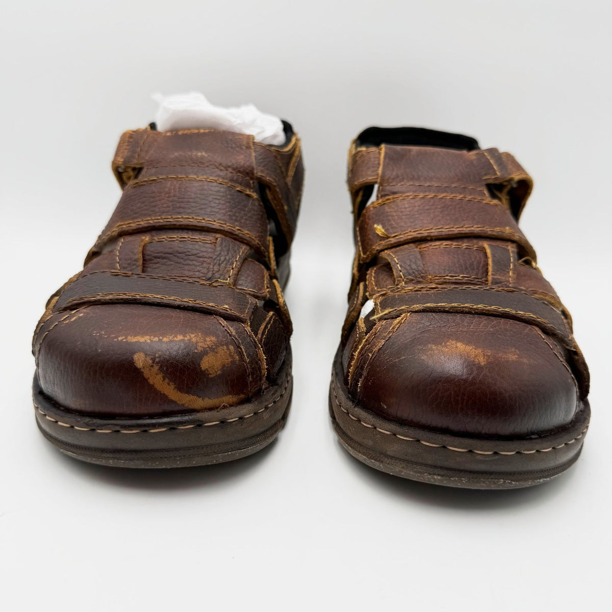 Born Mens Colby Fisherman Sandals Size 11 EU 44 Brown Tan Saddle Leather NIB
