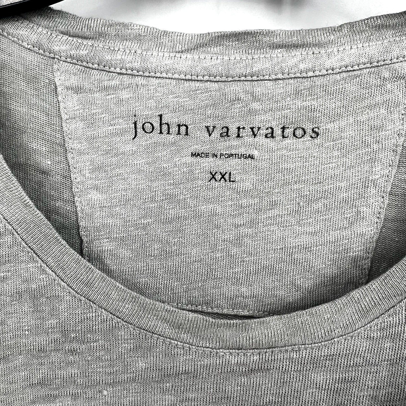JOHN VARVATOS Men's Snake Floral Crew Tee XXL Pearl Grey Linen Short Sleeve NWT