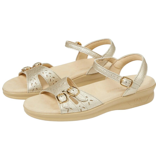 SAS Womens Duo Adjustable Comfort Sandal US 8.5 M EU 39 Gold Leather NWOB