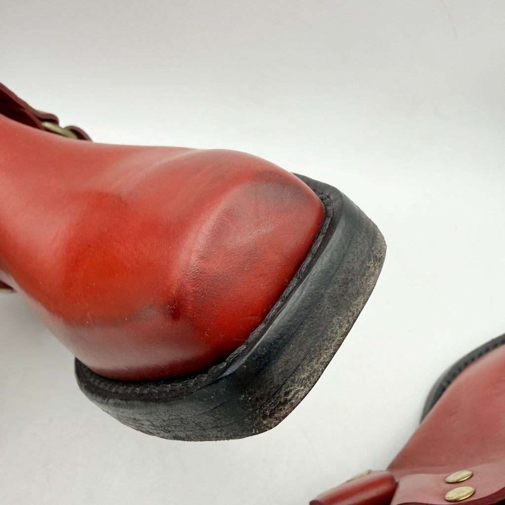 RE/DONE Womens Cavalry Ankle Boots EU 37 US 7 Red Leather NWOB