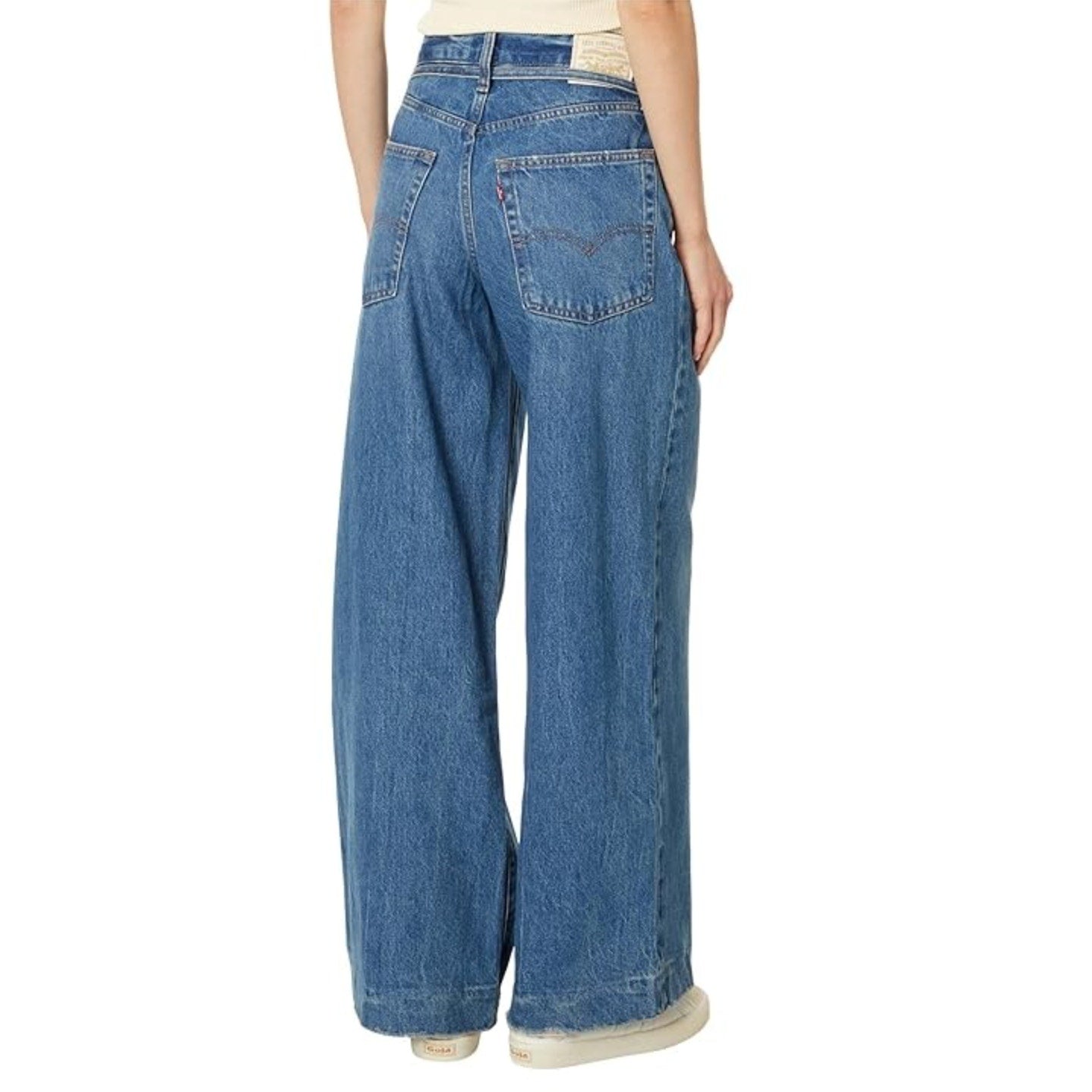 LEVI'S Womens XL Straight Jeans 29x31 US 8 Medium Blue Tie Waist A8701-0005 NWT