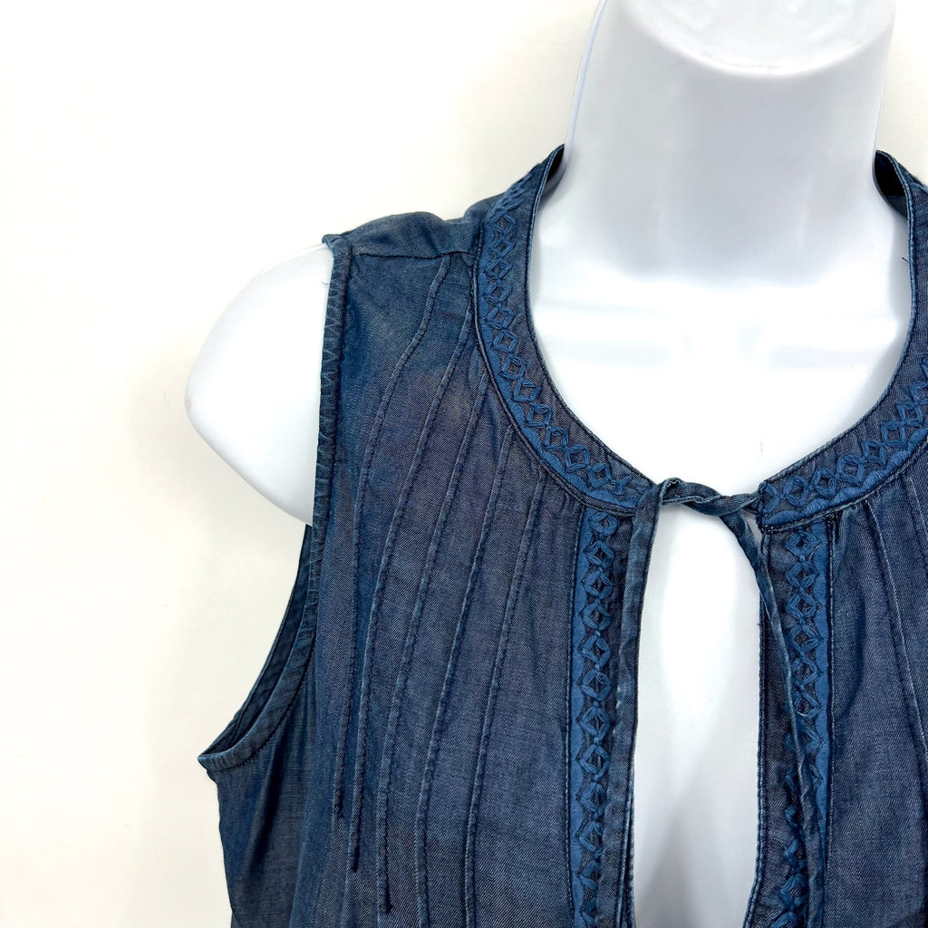 TOMMY BAHAMA Women's Chambray Coverup Dress Medium Blue Split-Neck NWT