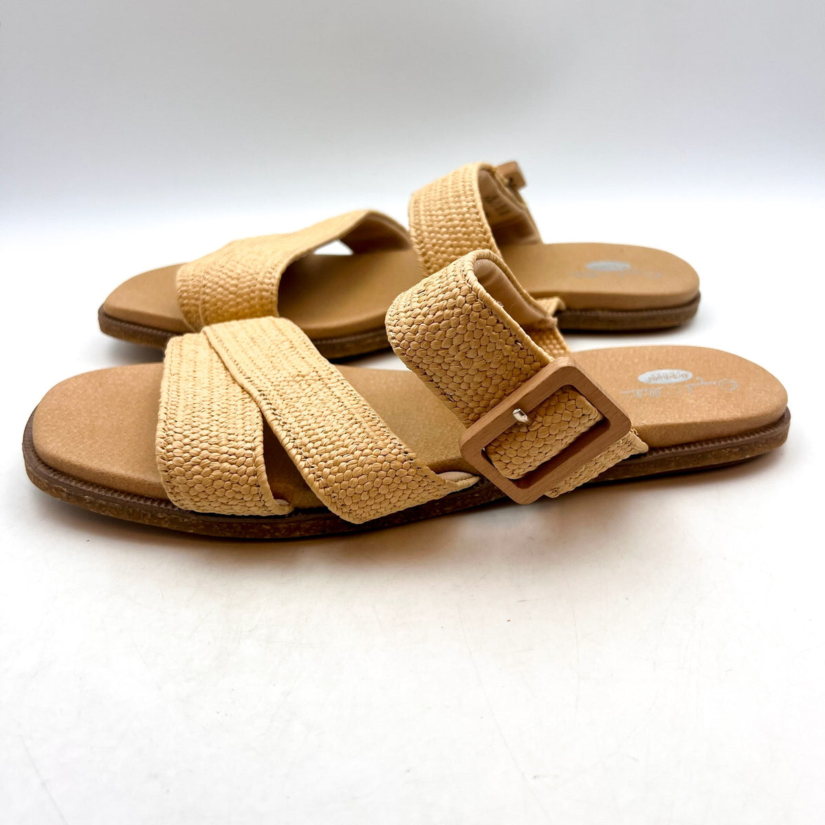 DR. SCHOLL'S Womens Paradise Now Slide Sandals Size 8.5 EU 38.5 Tan Natural NWOB