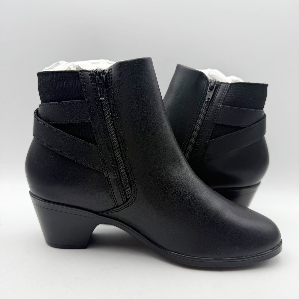 Clarks Womens Emily2 Lux Ankle Boots Size 8.5 EU 39.5 Black Leather Booties NIB