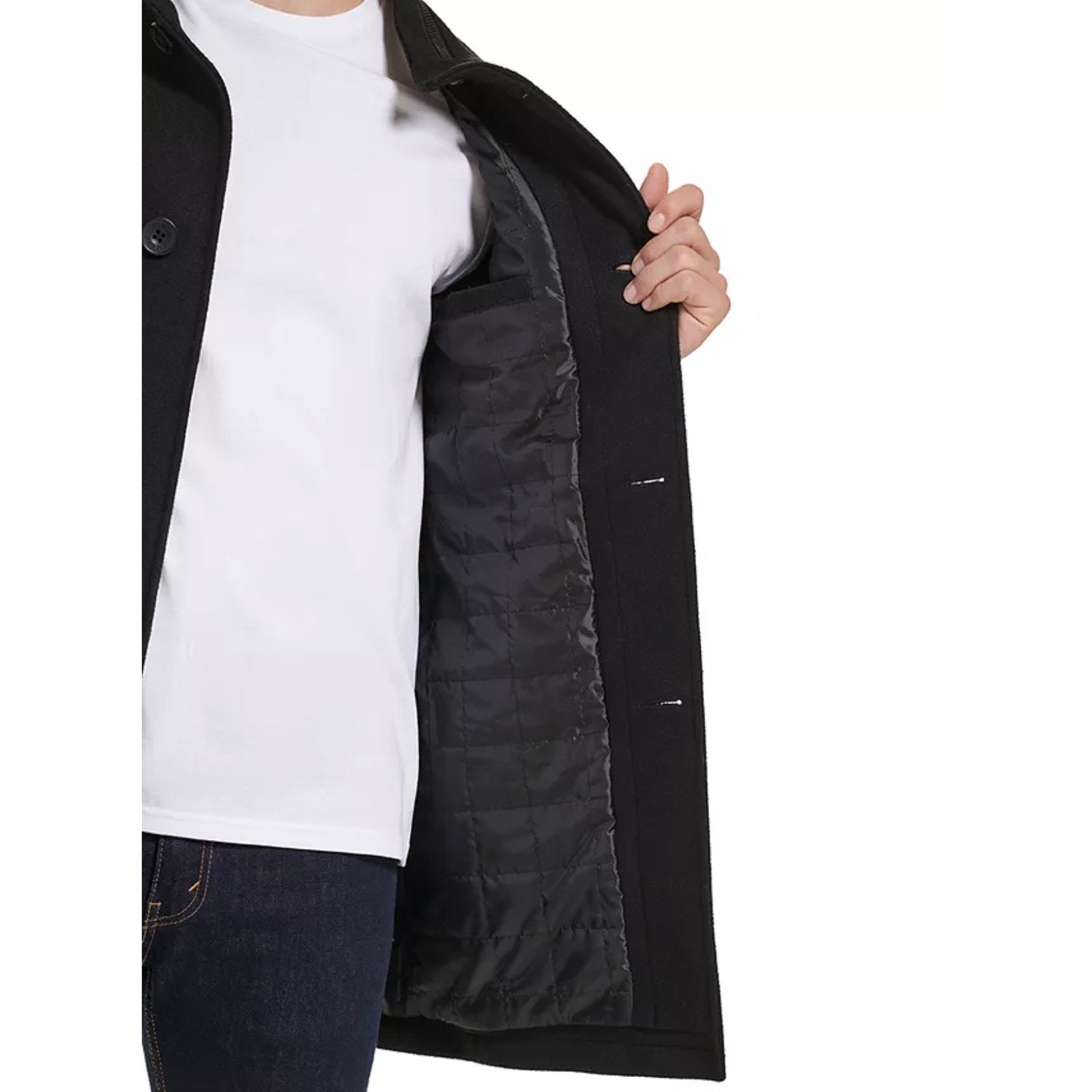 KENNETH COLE Mens Walker Jacket XXL Black Wool Blend Collared Car Coat NWOT