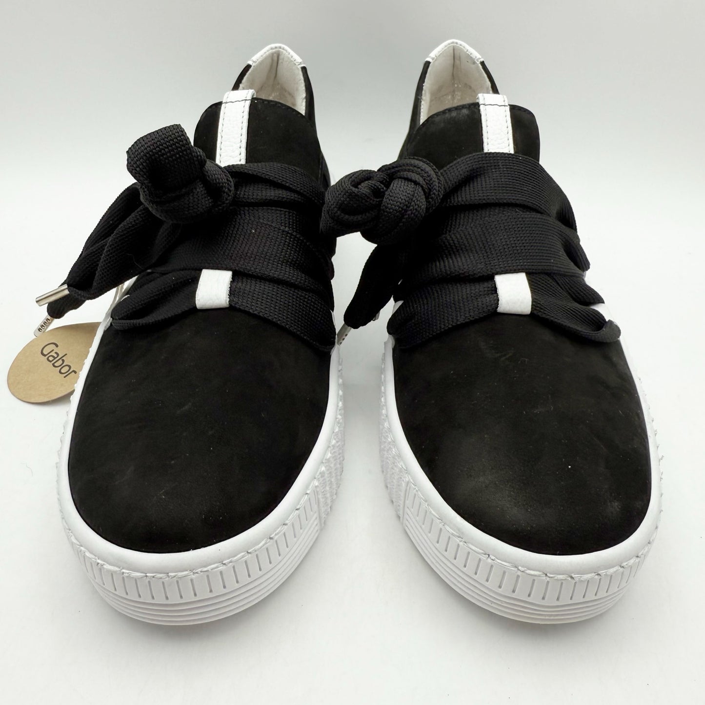 Gabor Womens 43.333 Platform Sneaker US 5.5 M EU 35.5 Black Leather NWOB