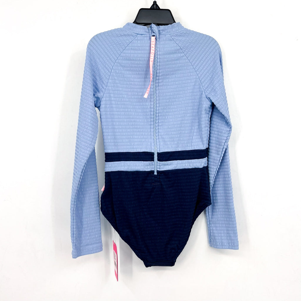 SEAFOLLY Girl's Lemon Soda Paddlesuit Swimsuit Size 10 Powder Navy Blue NWT