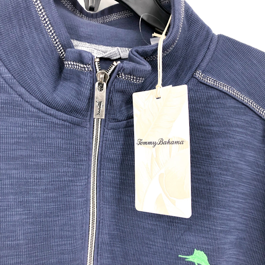 TOMMY BAHAMA Men's Tobago Bay Half Zip Sweatshirt XL Island Navy Blue NWT