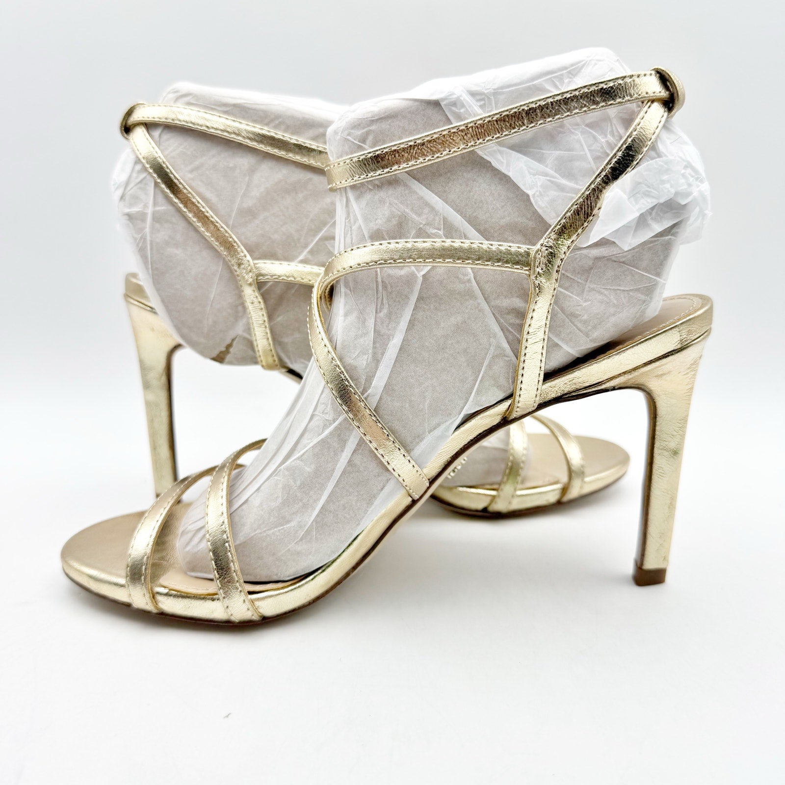 Sam Edelman Womens Delanie Heeled Sandals US 6 M EU 36 Gold Leather Strappy NIB