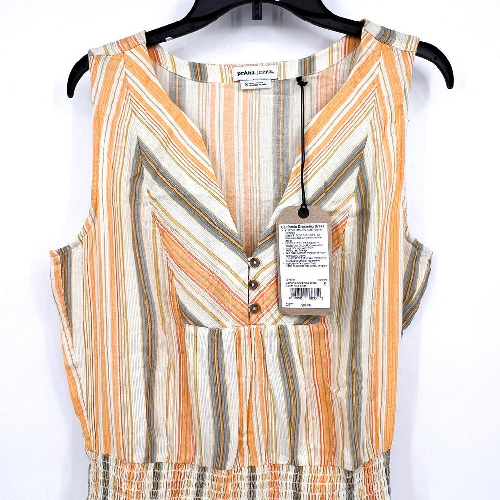 PRANA Women's California Dreaming Maxi Dress Small Golden Hour Stripe NWT