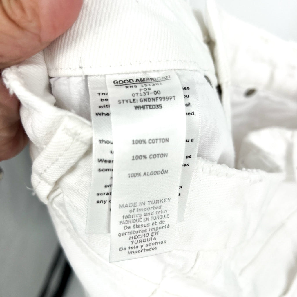 GOOD AMERICAN Good '90s Duster Natural Fray US Size 2 - 26 White Distressed NWOT