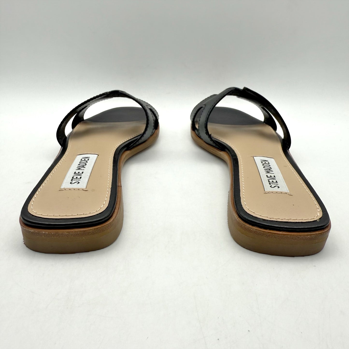 Steve Madden Womens Hadyn Slide Sandals US 6.5 M Black Leather NIB