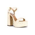 STEVE MADDEN Tiera Platform Heeled Sandals Size 10 Cream Raffia NWOB