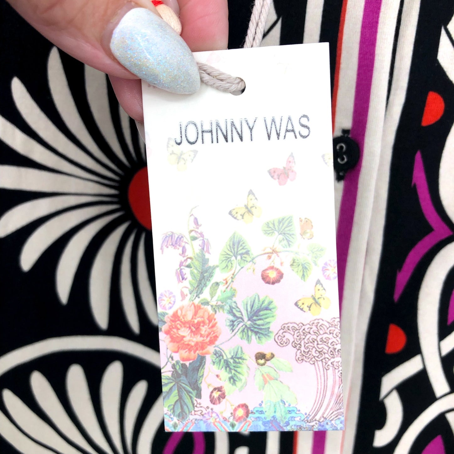 Johnny Was Womens Janie Favorite Button Front Shirt Small Black Print Siera NWT