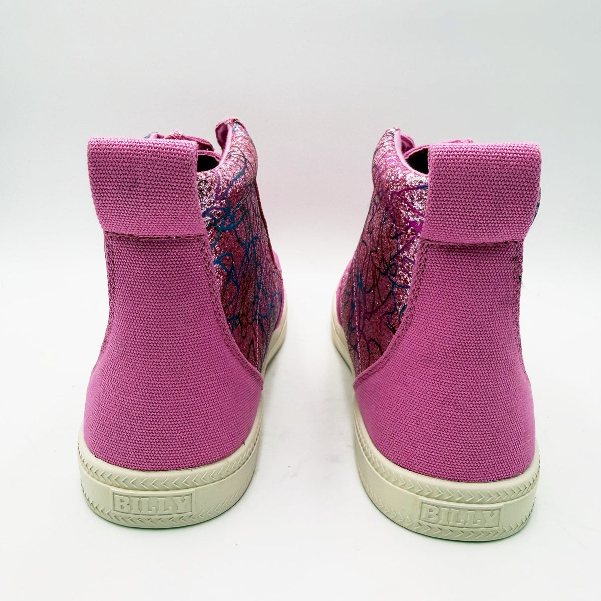BILLY Footwear Kids Classic Lace High Sneakers Size 7 Big Kid Pink Print NWOB